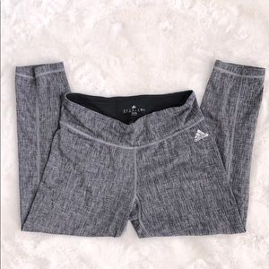 Adidas Gray and Black Print Crop Leggings